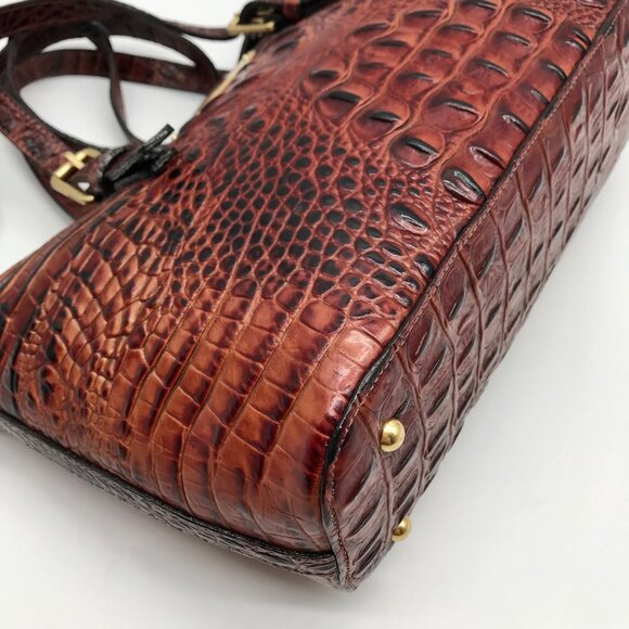 Brahmin Pecan Melbourne Croc Embossed Leather Asher Convertible Satchel - Picture 7 of 10